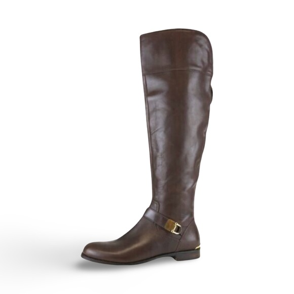 Coach Madeleine Over the Knee Leather Boots Brown with Gold Zippers Size 6 - Picture 1 of 6